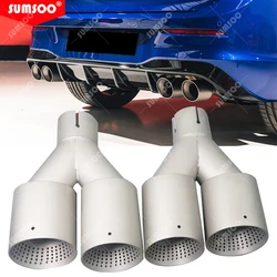 Punta de escape doble de acero inoxidable mate para Golf 7 GTI