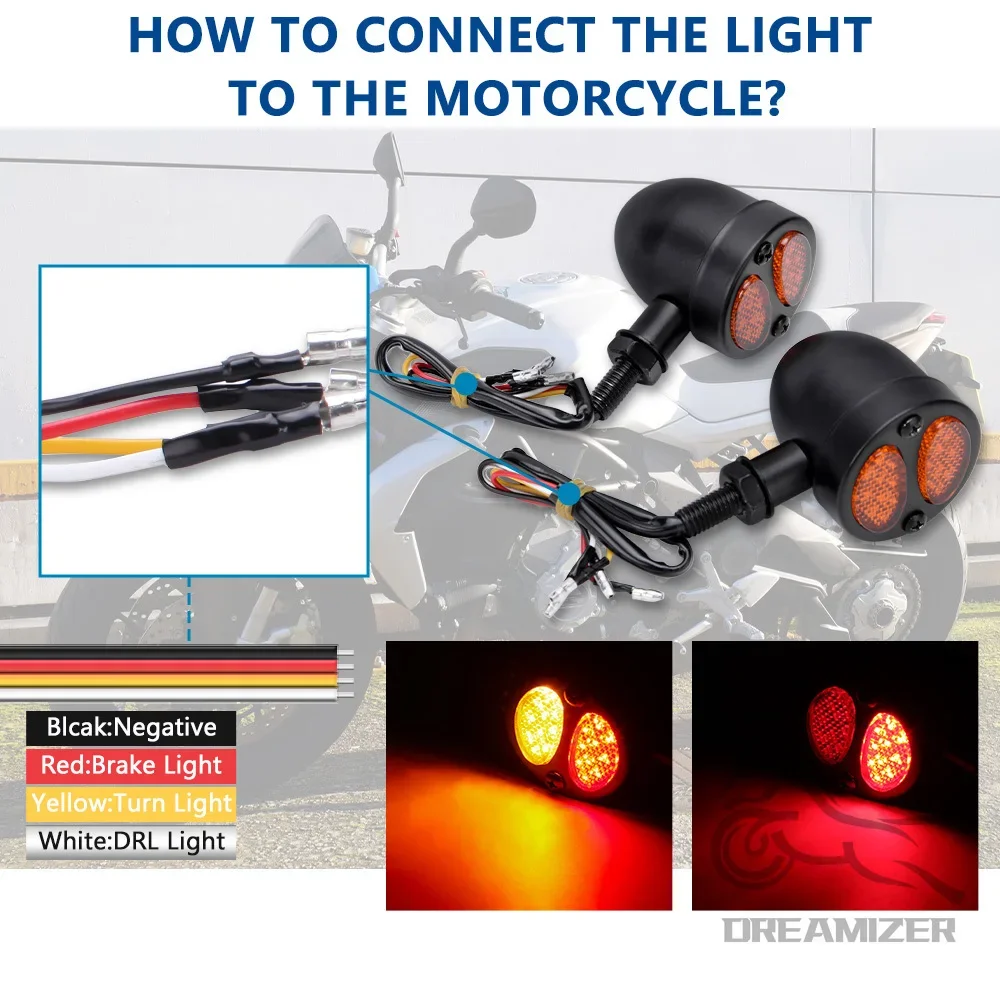 Intermitente LED bala para motocicleta – señal giro retro doble haz - imagen 4