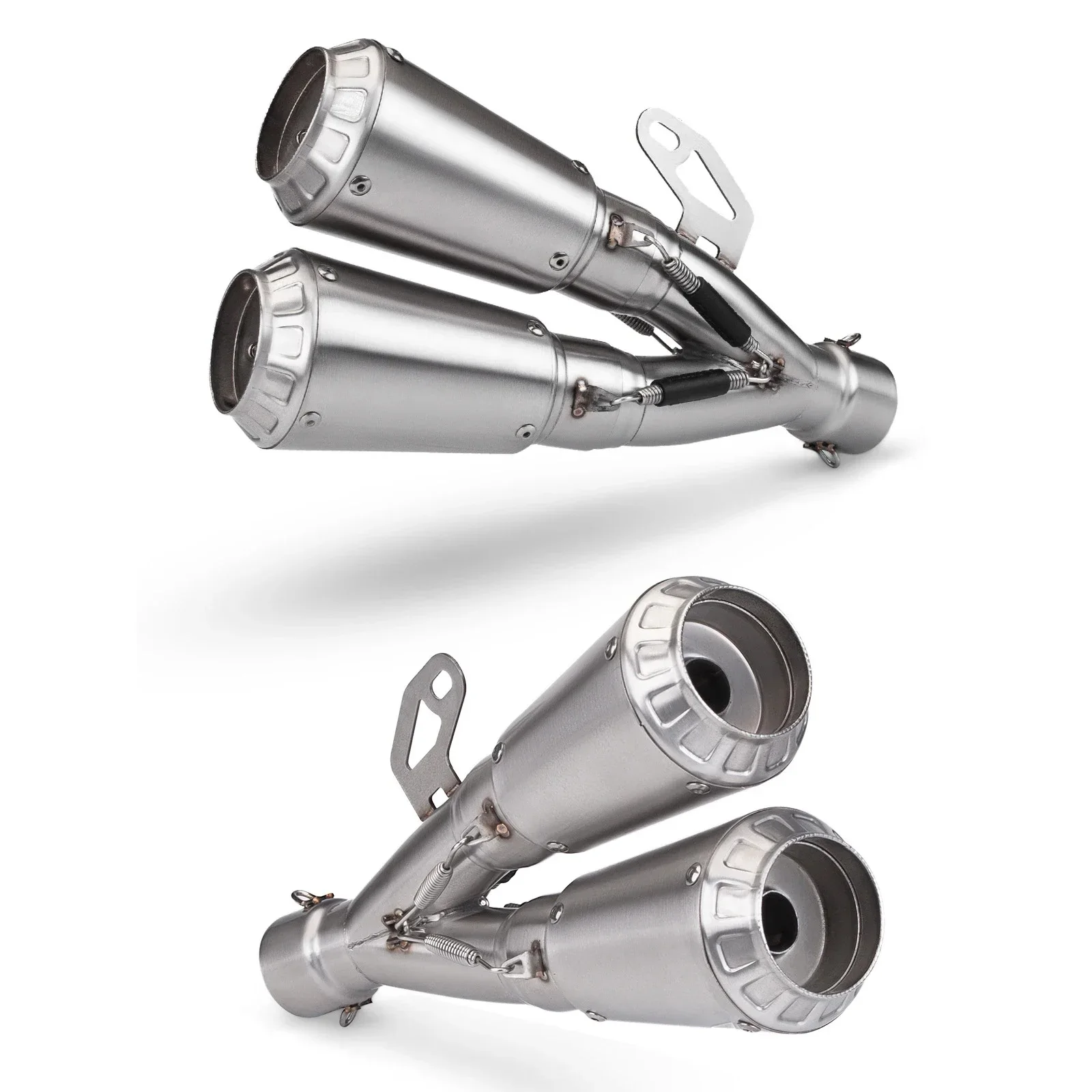 Silenciador universal de fibra de carbono de 51MM para escape de motocicleta, sección trasera, tubo de escape de doble orificio de acero inoxidable