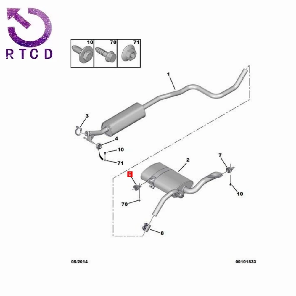 Soporte elástico escape Peugeot 308 308S 408 OEM 9675078380 - imagen 5