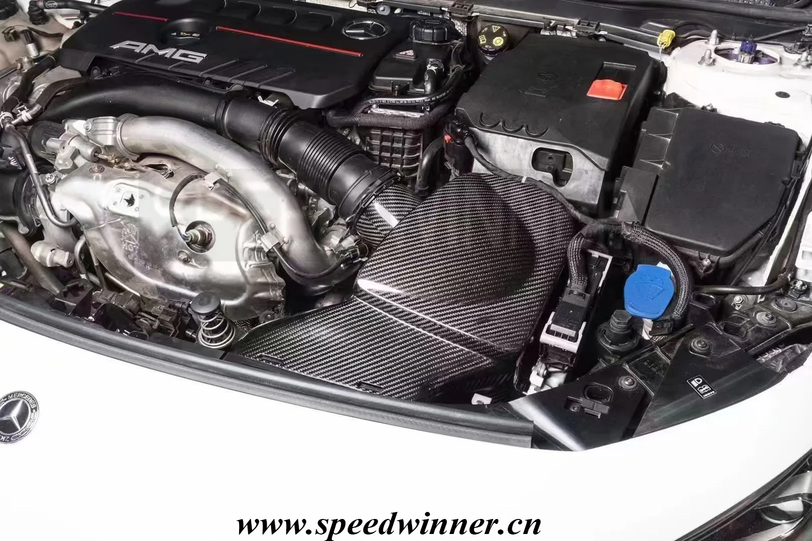 Sistema de admisión de aire SpeedWinner, Kit de admisión de fibra de carbono 100% seca, fuelle frío para Mercedes BENZ AMG A35 W177 A35L CLA35 M260 2,0 T - imagen 3