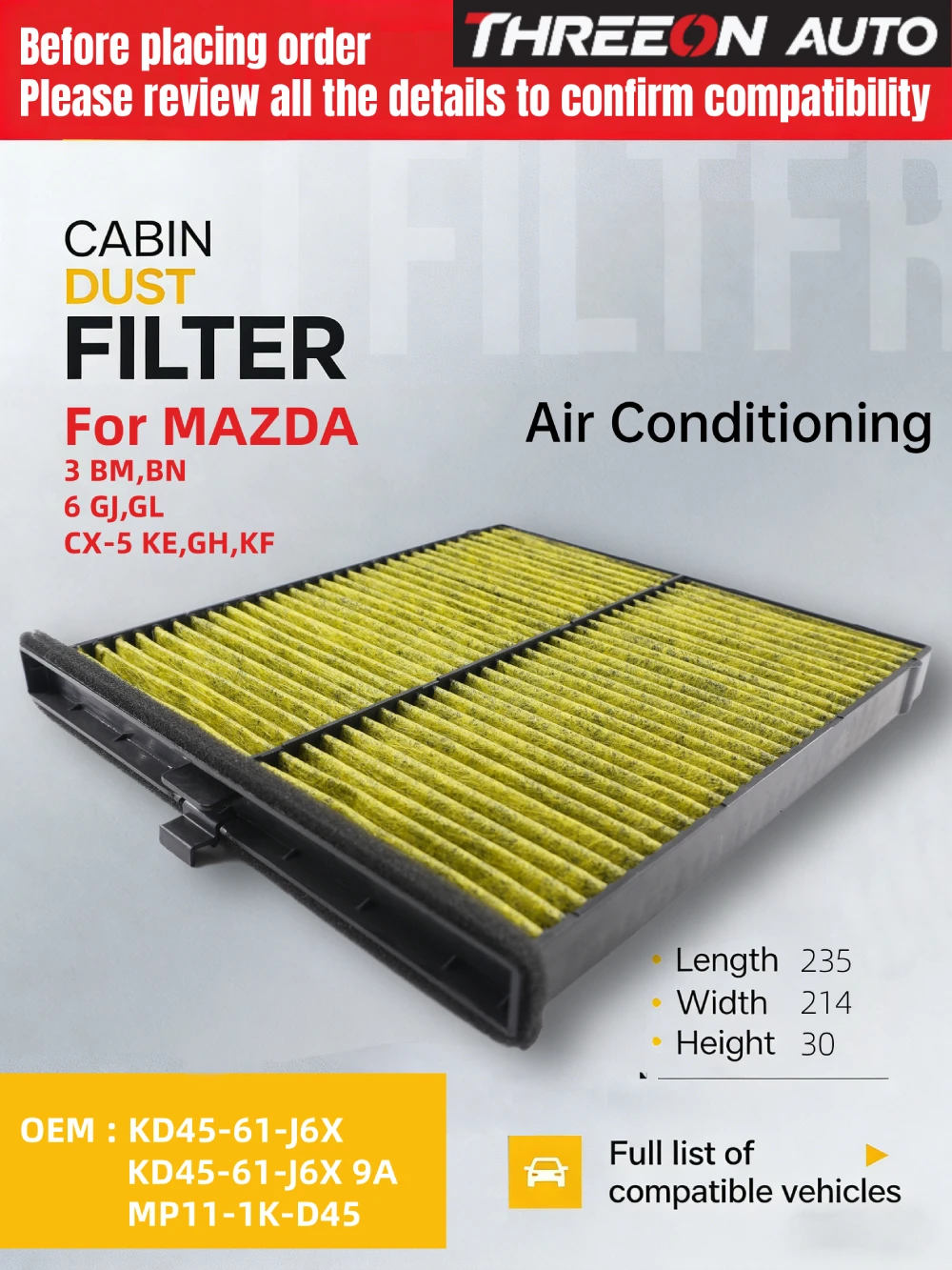 Filtro de cabina carbon activo WESTGUARD Mazda 6 GJ/GL y CX-5 KE - imagen 5