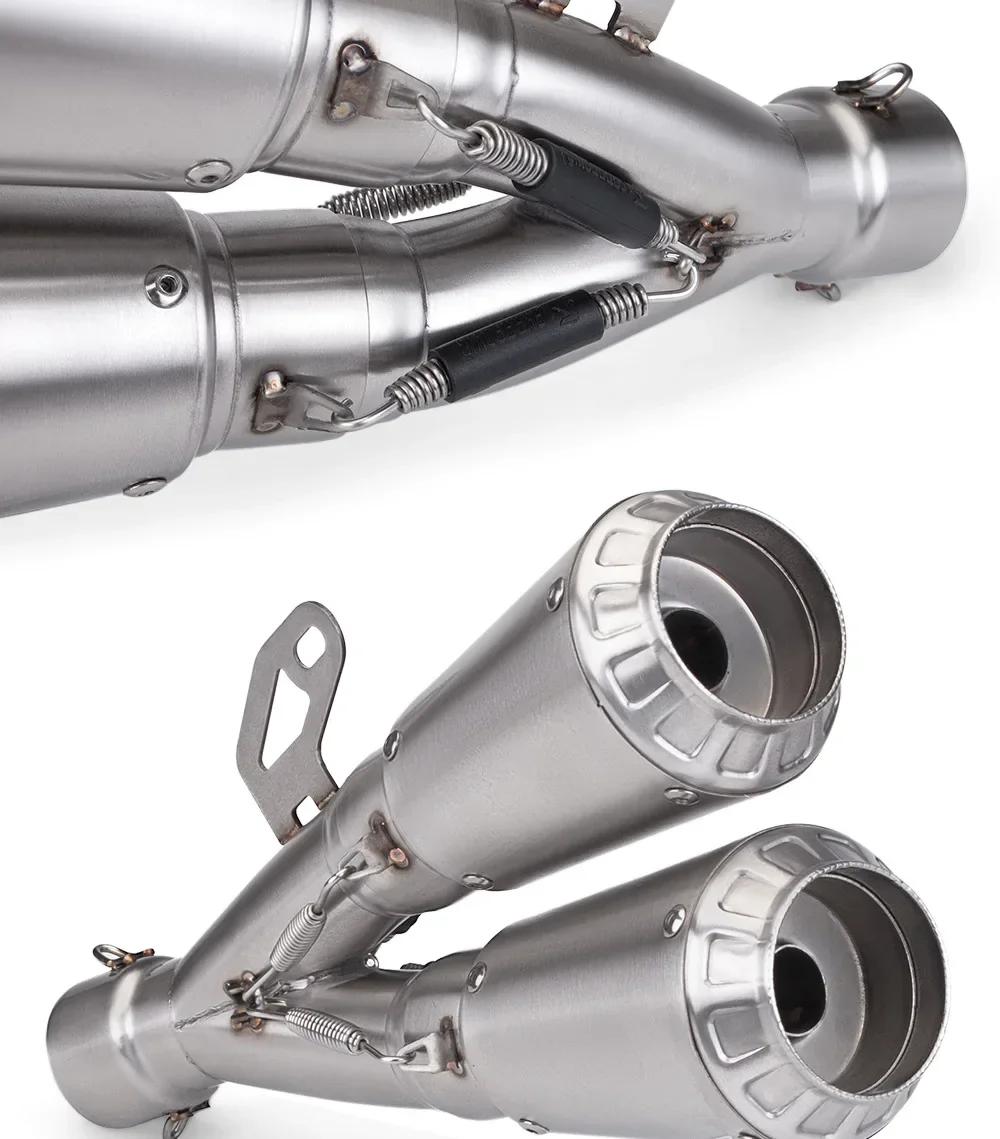 Silenciador universal de fibra de carbono de 51MM para escape de motocicleta, sección trasera, tubo de escape de doble orificio de acero inoxidable - imagen 5