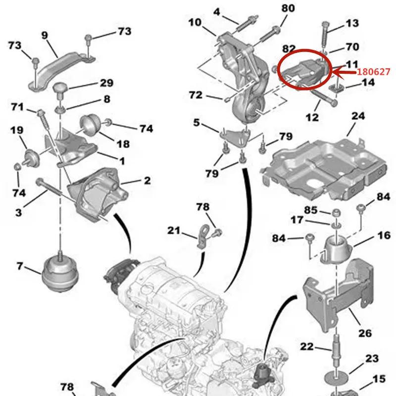 Soporte motor trasero OEM 180627 para Peugeot 206 207 206CC - imagen 4
