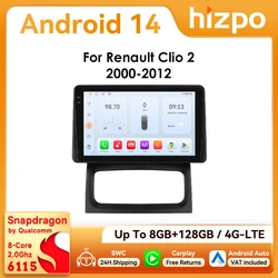 Autoradio 2 DIN Hizpo Android 14 con CarPlay para Renault Clio II