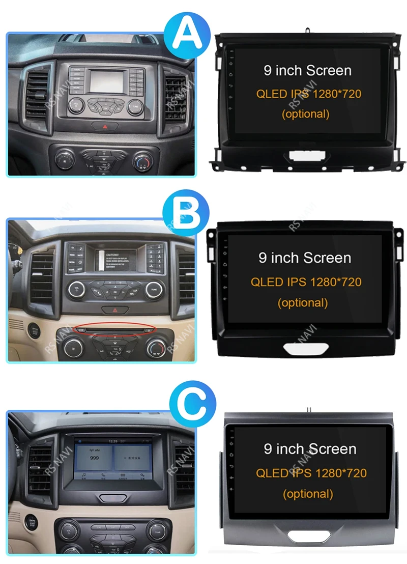 Radio multimedia RSNAVI con pantalla para Ford Everest y Ranger
