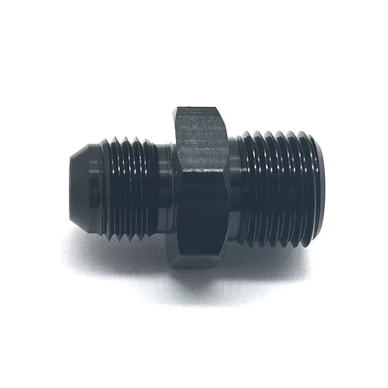 Conector AN6 a M16x1.5 macho recto aluminio negro – Adaptador métrico
