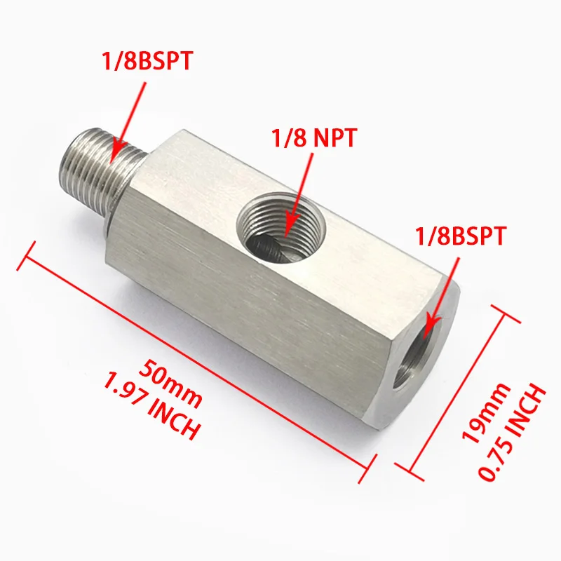 Adaptador en T para sensor de presión de combustible con toma lateral - imagen 5