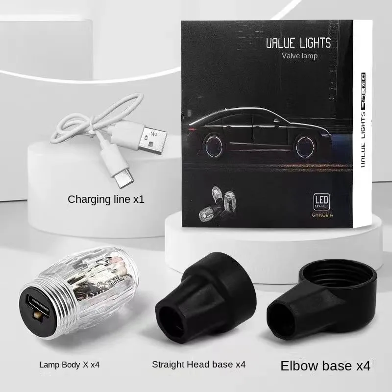 Luz LED rueda moto recargable USB con tapa válvula neumática - imagen 5