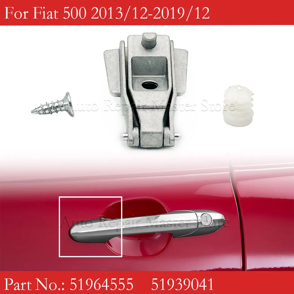 51964555   Para Fiat 500, manija de puerta exterior de Metal cromado, reparación de bisagra, Kit de reparación de reemplazo del lado del pasajero del conductor OS / NS - imagen 2