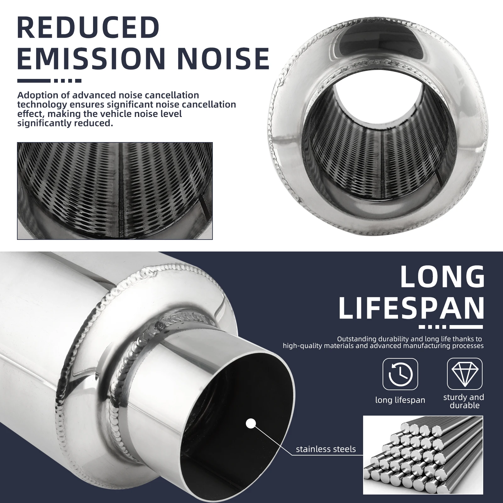 Silenciador de escape de acero inoxidable para Ford con resonador - imagen 4