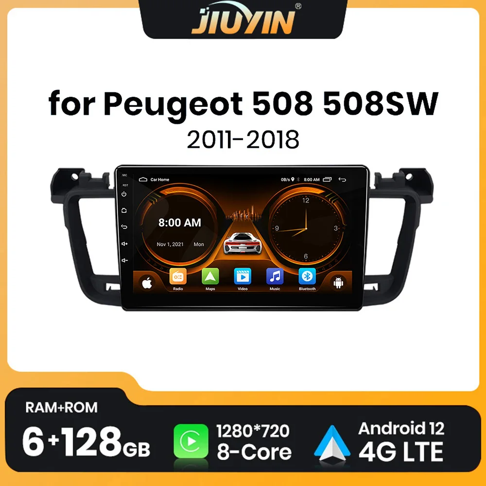 Radio JIUYIN CarPlay inalámbrico Android para Peugeot 508/508SW