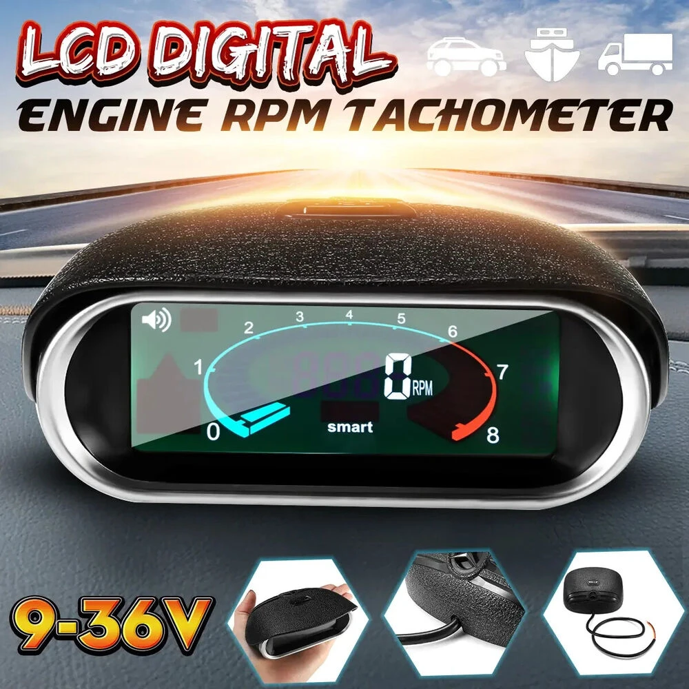 Tacómetro digital LCD universal RPM 12/24V – Coche - imagen 2