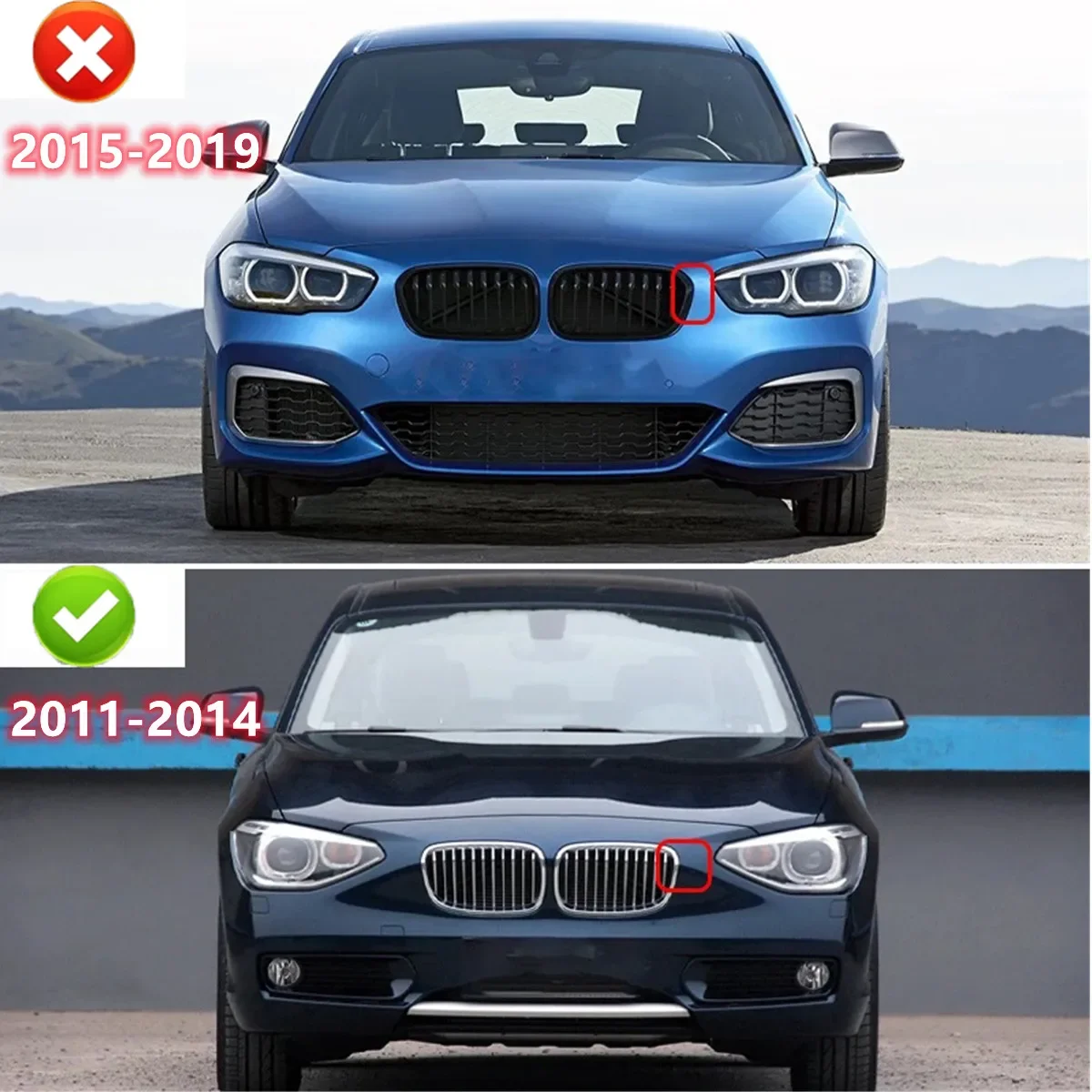 Parrilla riñón doble listón BMW Serie 1 F20 F21 negra brillante - imagen 5