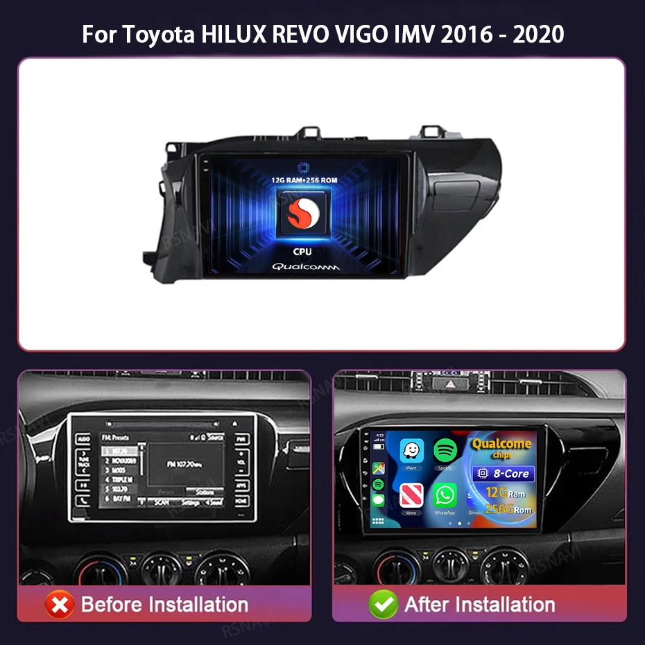 Radio Android 15 con CarPlay para Toyota Hilux Revo 2016-2020 - imagen 2