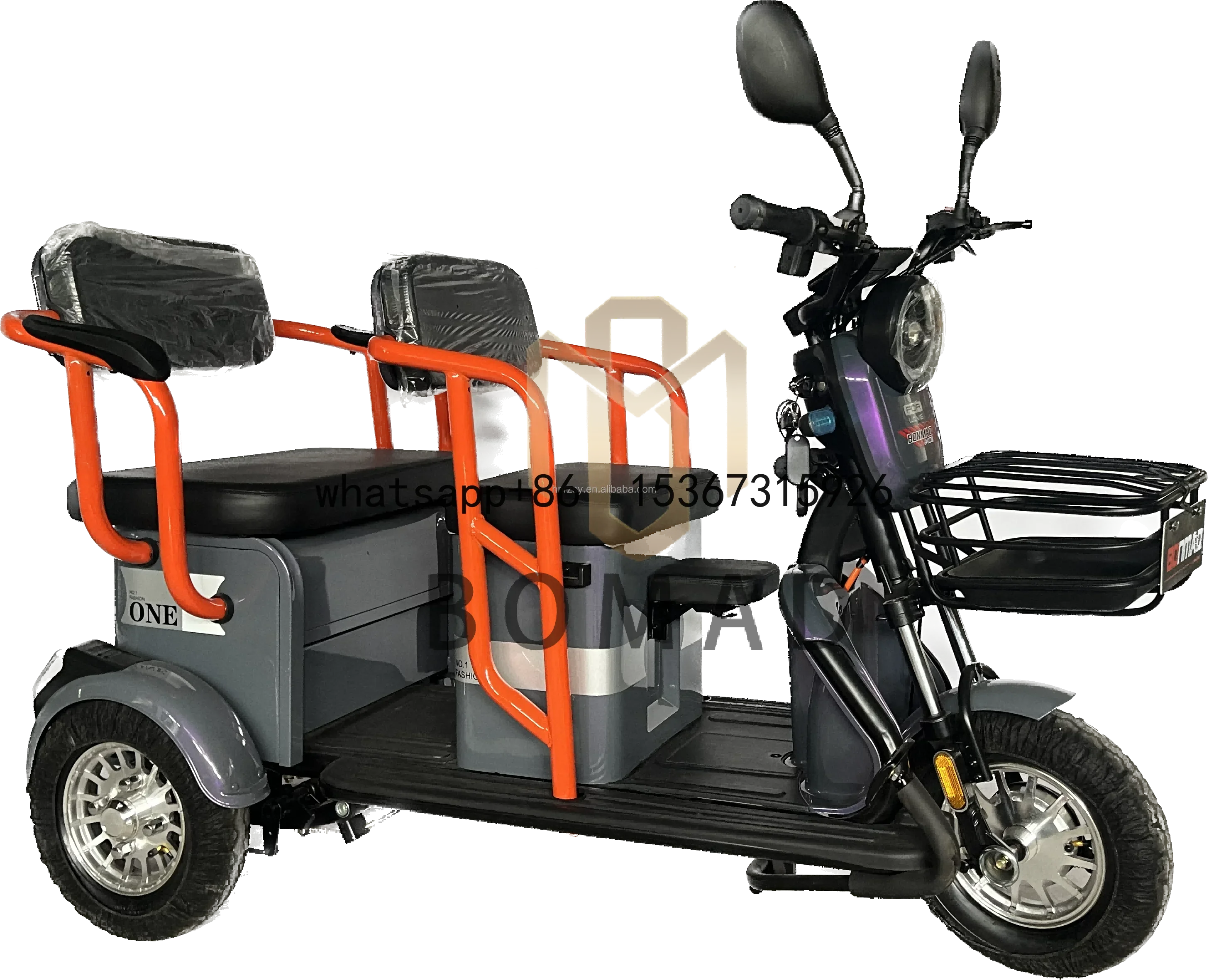 Triciclo eléctrico 48V 800W para adultos 3 ruedas cuerpo abierto