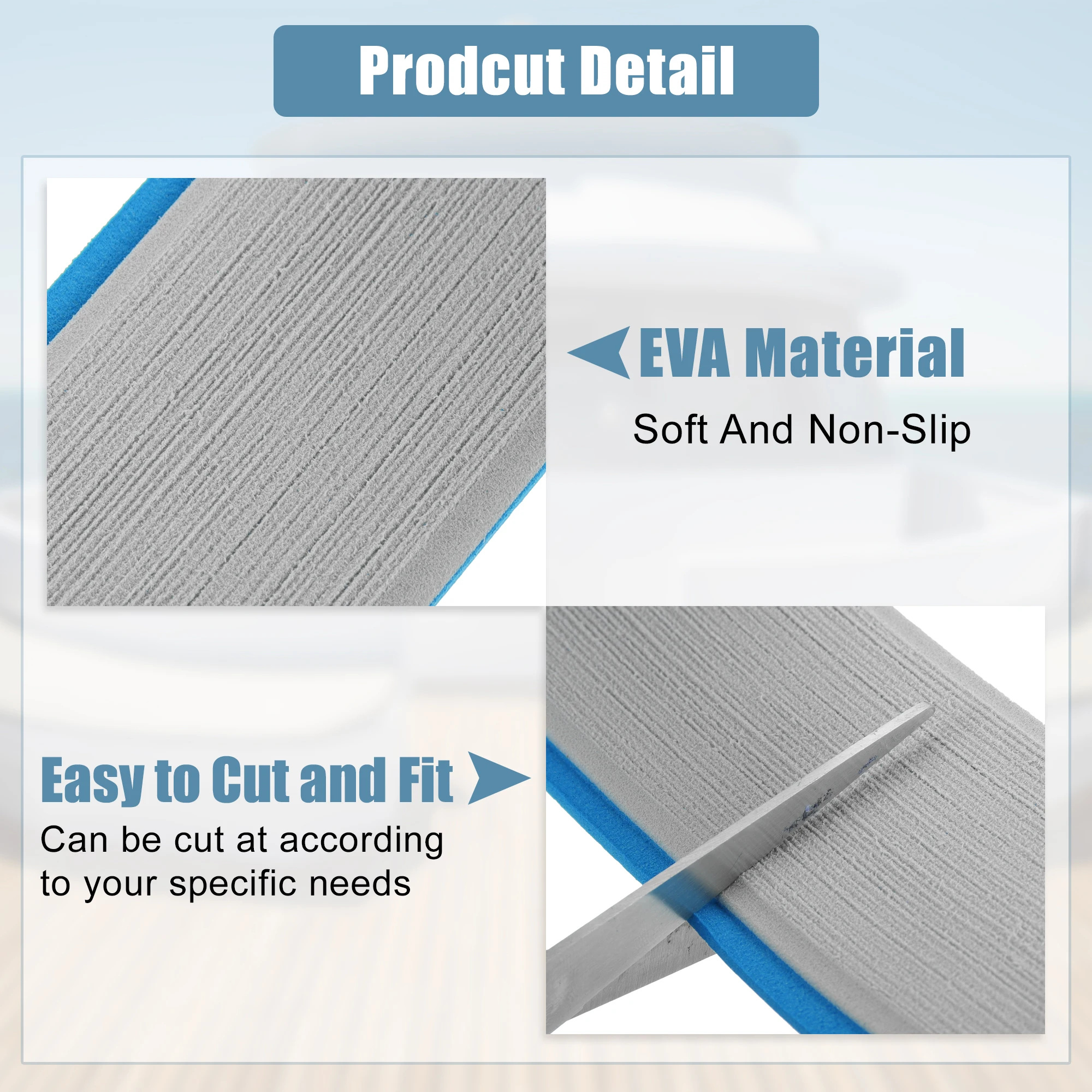 X Autohaux-cubierta de teca de imitación EVA, alfombra antideslizante autoadhesiva para suelo de barco, yate, RV, 2400x57mm, 2400X170mm - imagen 4