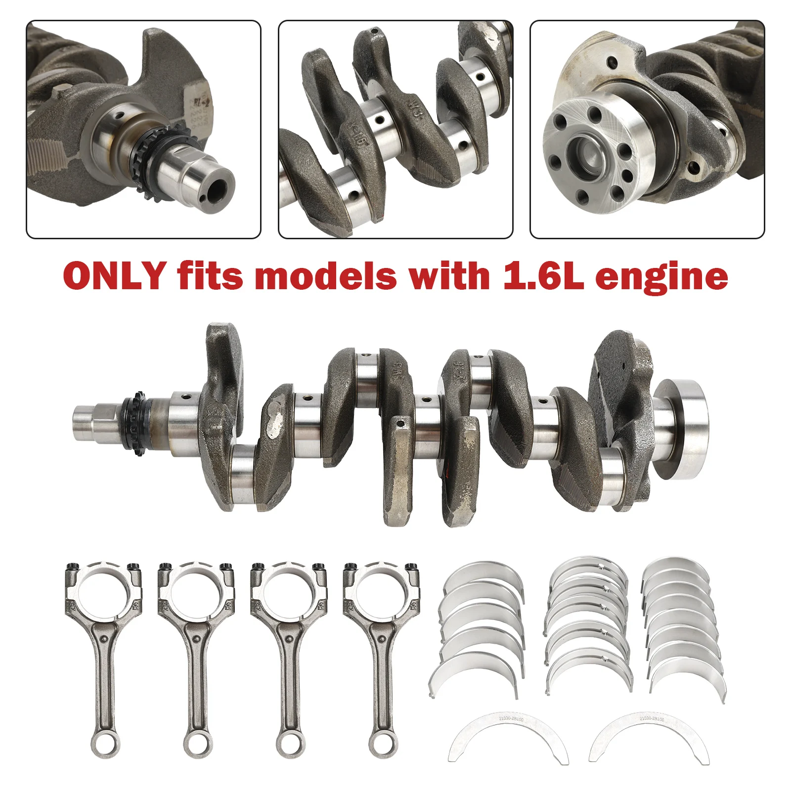 Artudatech 1.6L cigüeñal de motor con varillas y juego de rodamientos para Hyundai SOUL RIO 2012-2019 - imagen 2