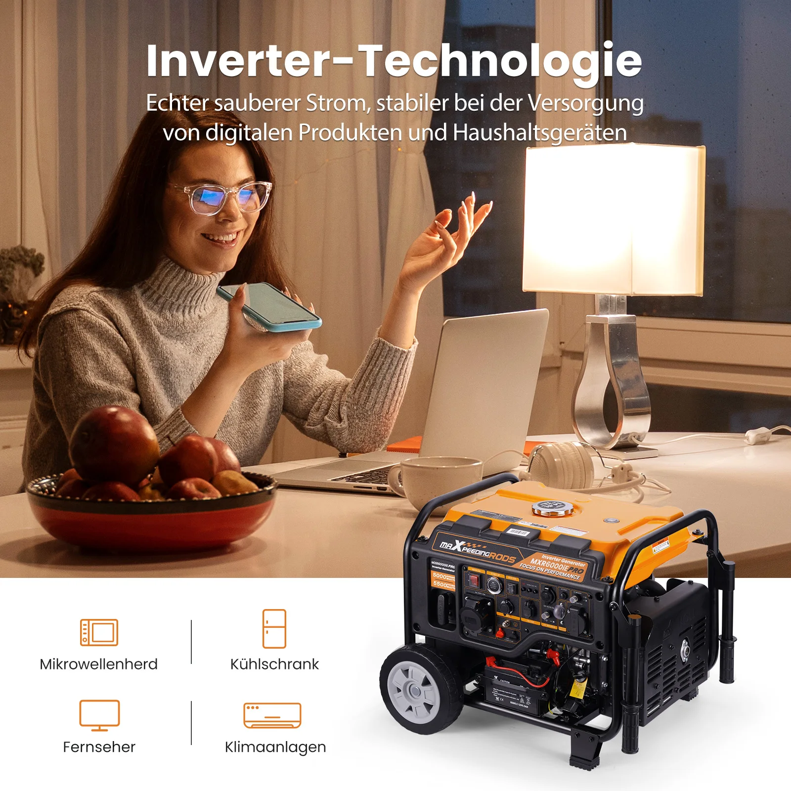 Maxpeedingrods generador inversor gasolina 5500W portátil caravana - imagen 4