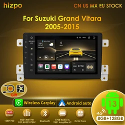 Radio 2 DIN Hizpo con Android 13 y GPS para Suzuki Grand Vitara III