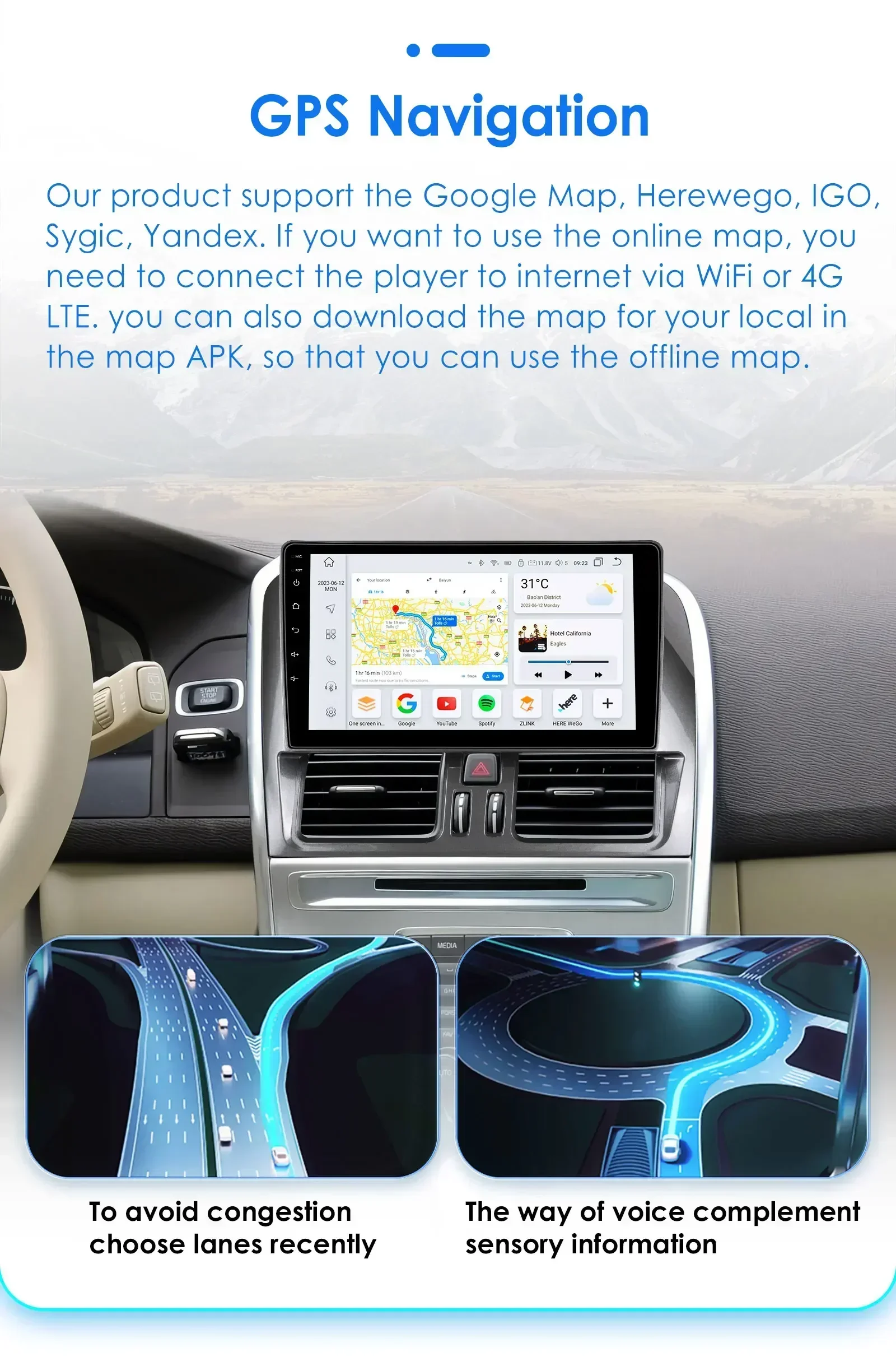 Radio Android Hizpo para Volvo XC60 2008-2013 con GPS y CarPlay - imagen 3
