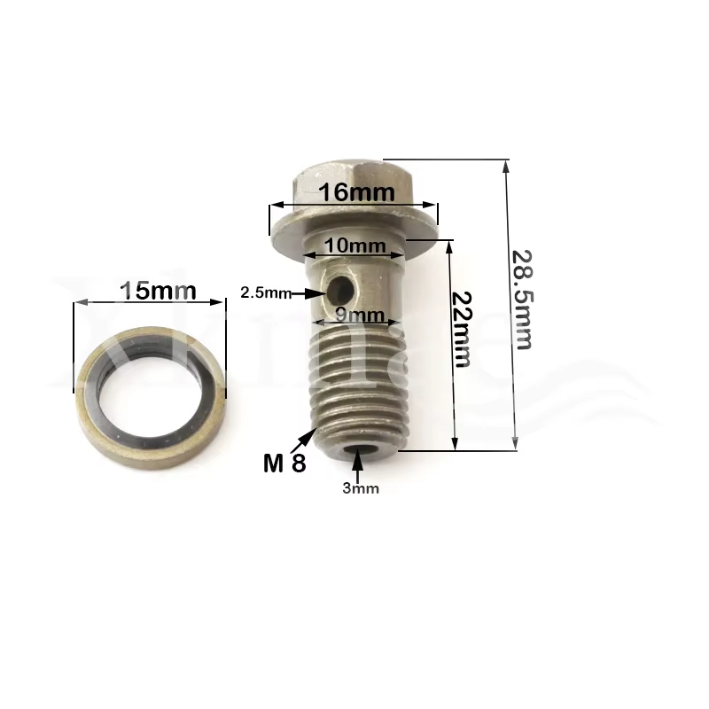 Tornillo racor para latiguillo de freno de moto M8/M10 x 1,25 - imagen 2