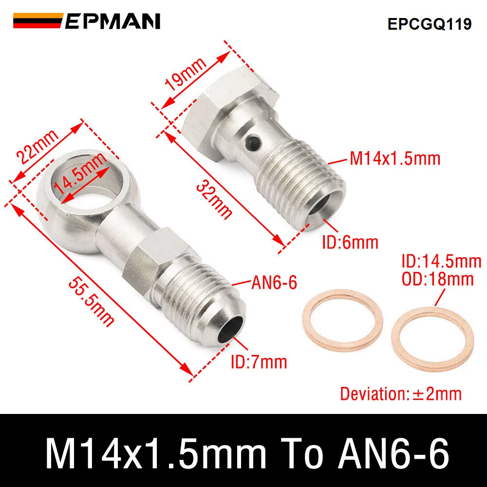 Kit EPMAN EPCGQ119 de perno banjo M14 x 1,5 a AN6-6