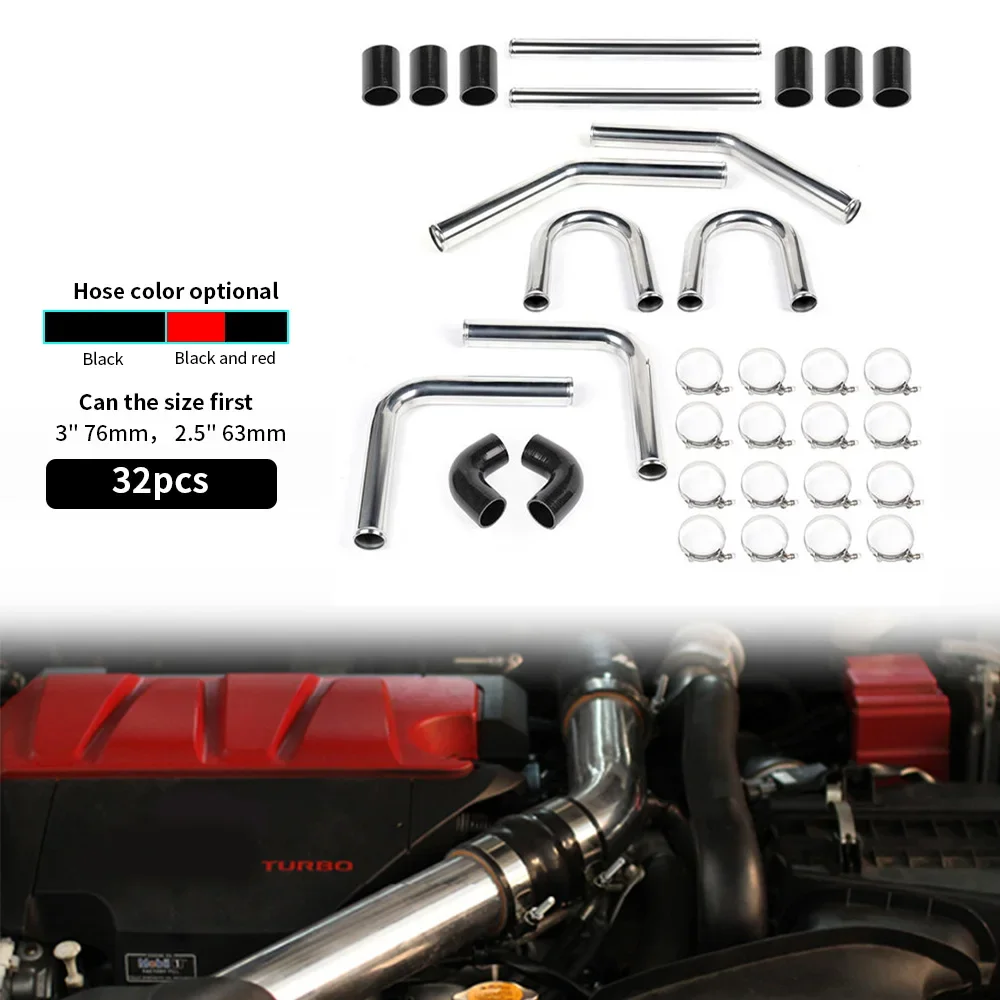Kit intercooler aluminio turbo universal mangueras silicona abrazaderas - imagen 2
