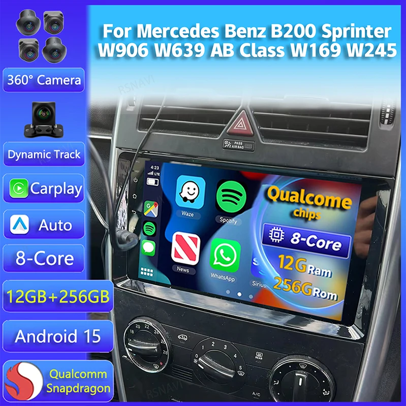 Radio Android 15 con CarPlay – Mercedes B200 Sprinter Clase A Vito