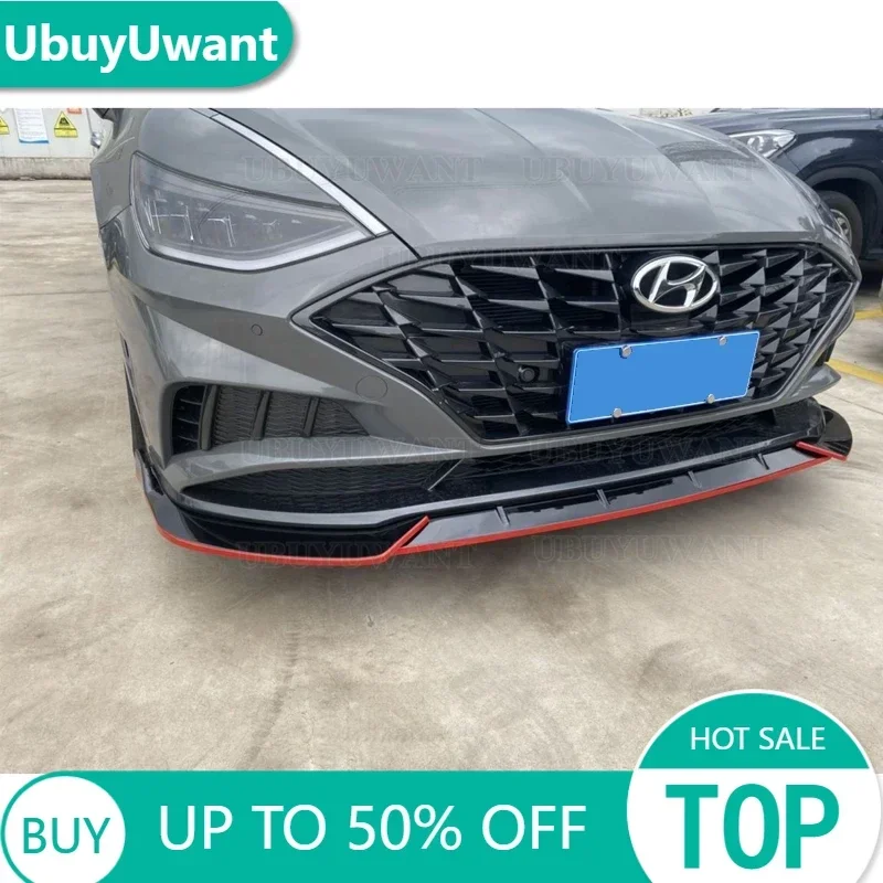 Labio delantero negro brillante para Hyundai Sonata 2022-2024