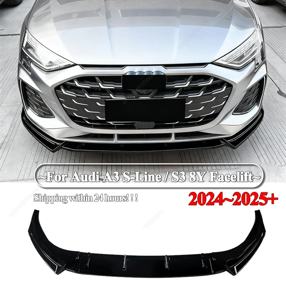 Divisor difusor de alerón de parachoques delantero de coche para Audi A3 S-Line / S3 8Y Facelift 2024-2025 + Sportback / Saloon Bodykits Tuning