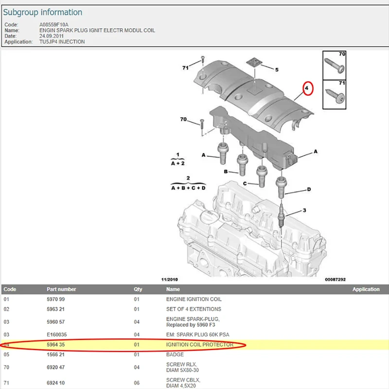 596435   Adecuado para Citroen C2 C3 Peugeot 1007 206 207 307 301 308 408 Partner Elysee Protector de bobina de encendido, cubierta embellecedora de motor - imagen 4