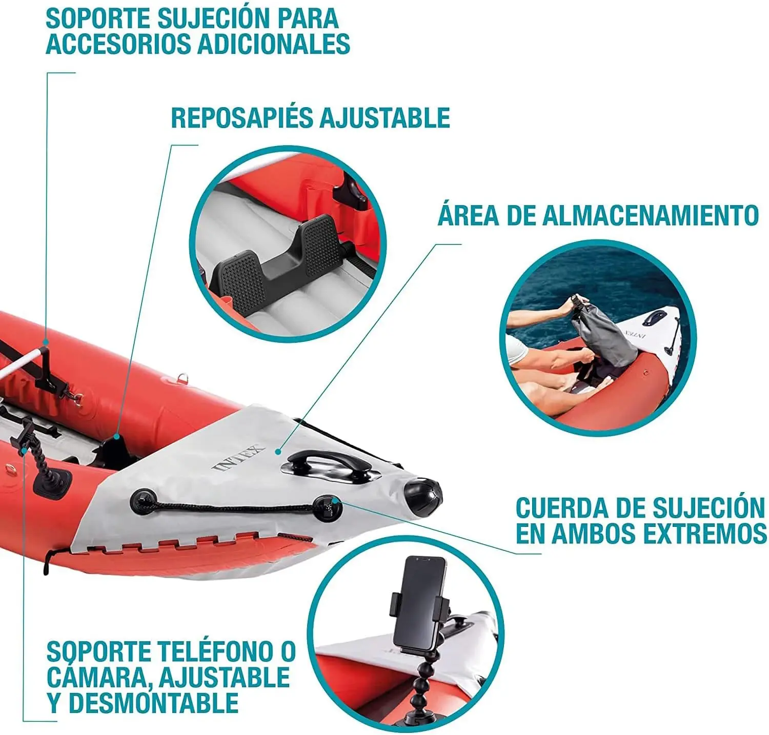 Intex 68309 Kayak inflable Excursion Pro 4m con bomba y casco – 2 personas - imagen 4
