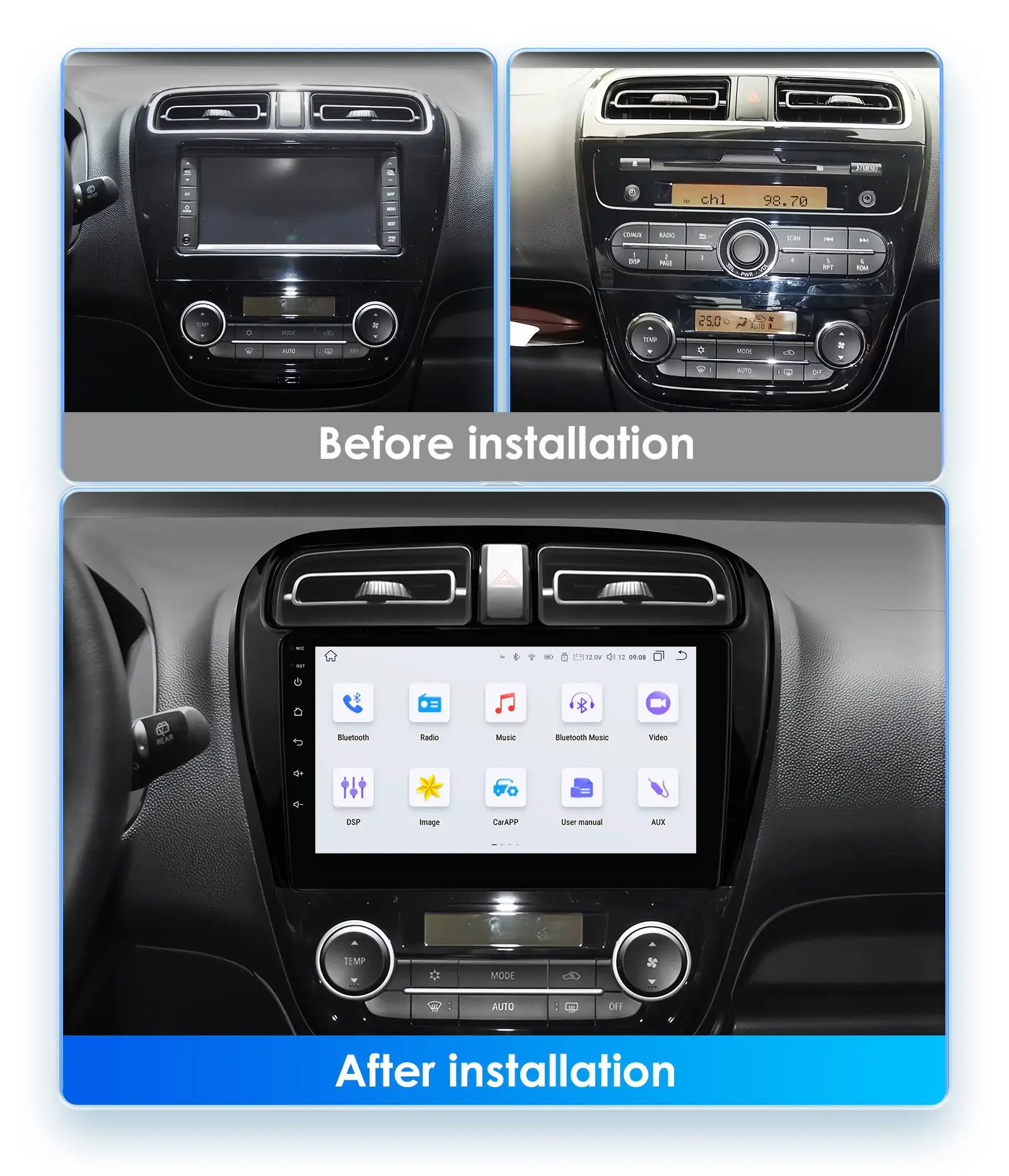 Radio Android 4G con CarPlay para Mitsubishi Mirage y Attrage - imagen 3
