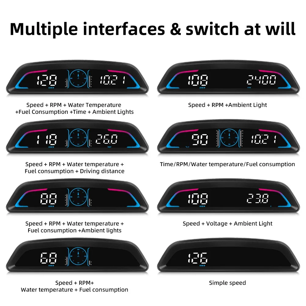 Pantalla HUD OBD multifunción: velocímetro, RPM y temperatura del agua - imagen 4