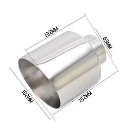 Bocina de escape universal en acero inoxidable, entrada 63 mm