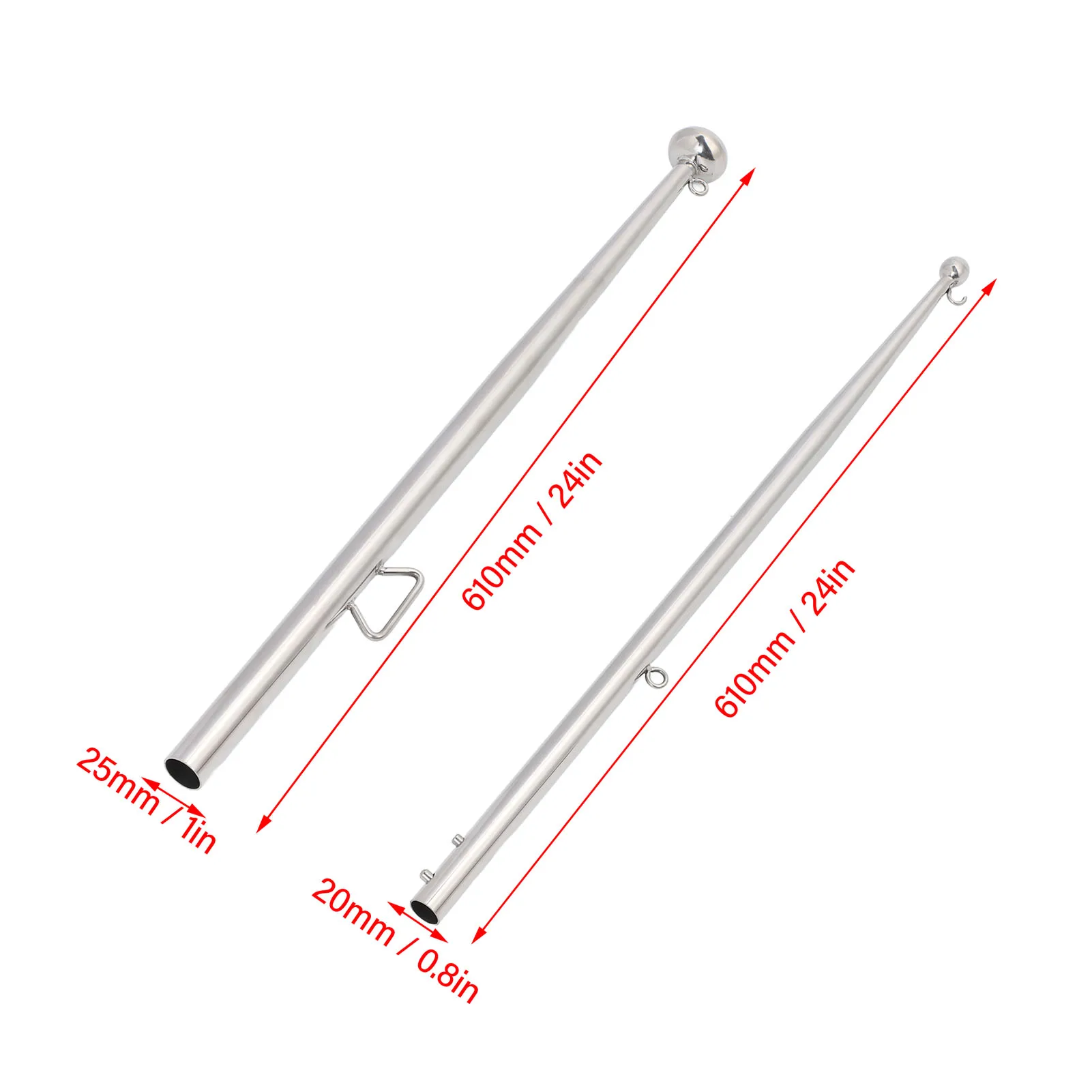 Asta náutica para bandera de 610 mm con soporte de raíl de acero inoxidable 316 - imagen 4