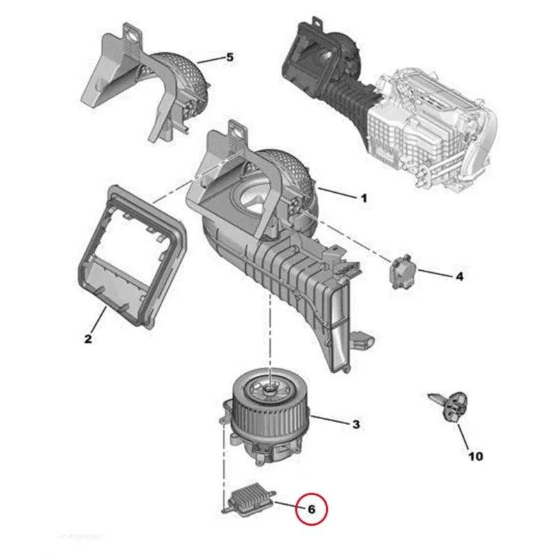 Conector y base del módulo de control
