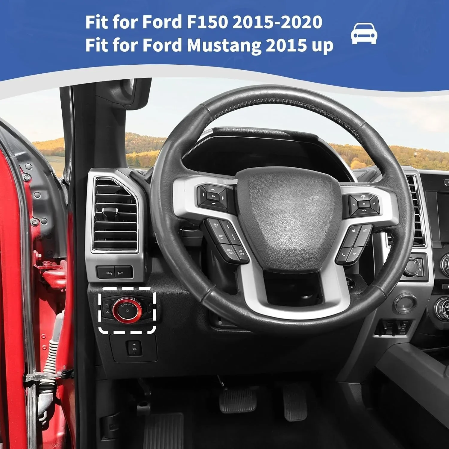 Embellecedor rojo interruptor de luces – Ford F-150 Mustang 2015-2020 - imagen 4