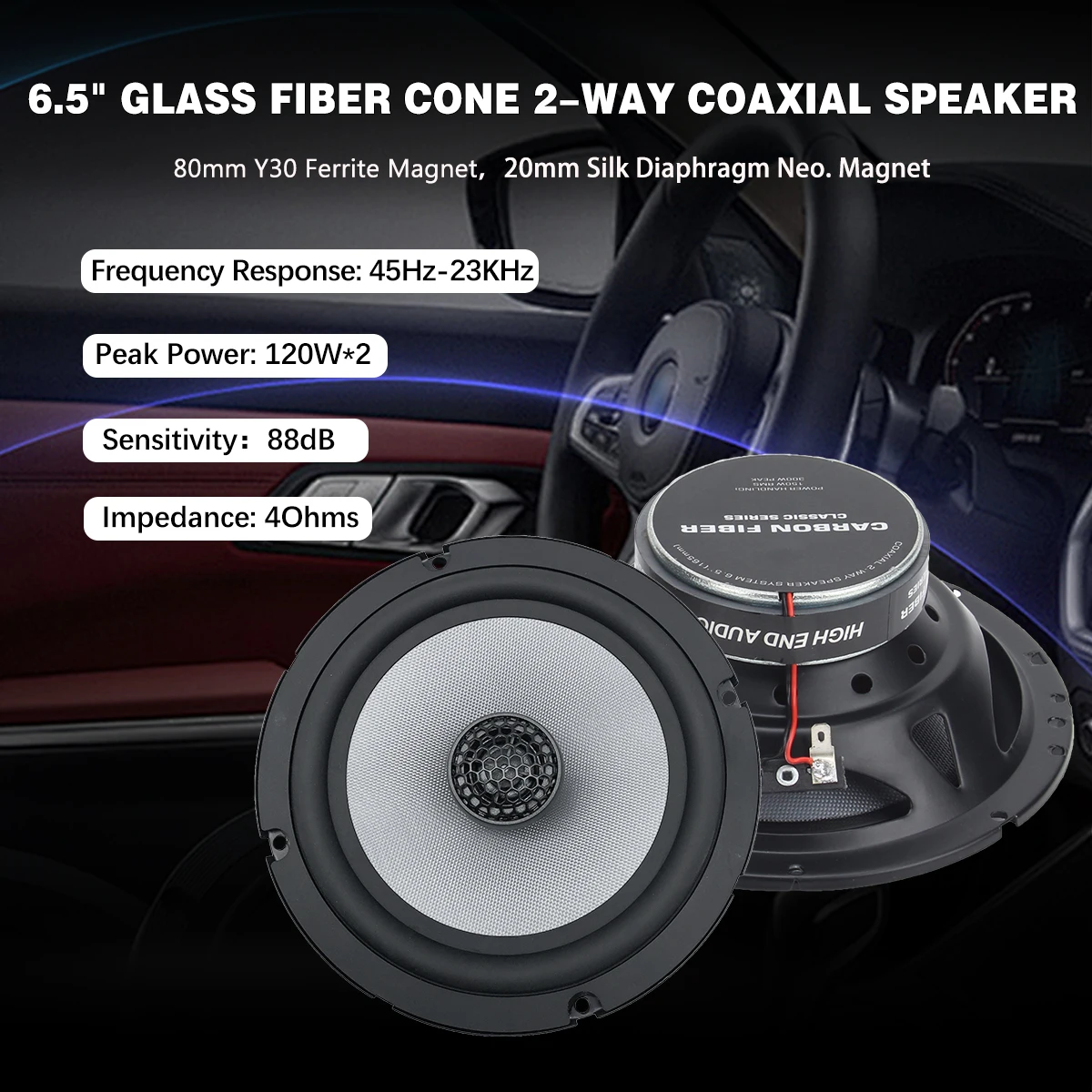 Zeming Audio YS602 altavoces coaxial 6,5" con tweeter seda 20mm – par - imagen 5