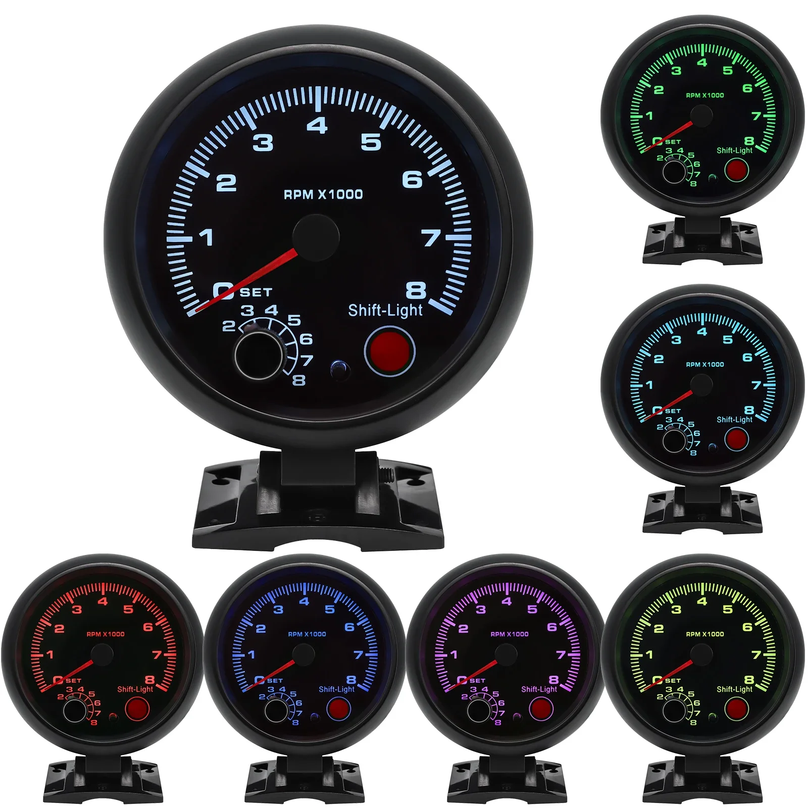 Tacómetro digital racing retroiluminación multicolor 12V universal