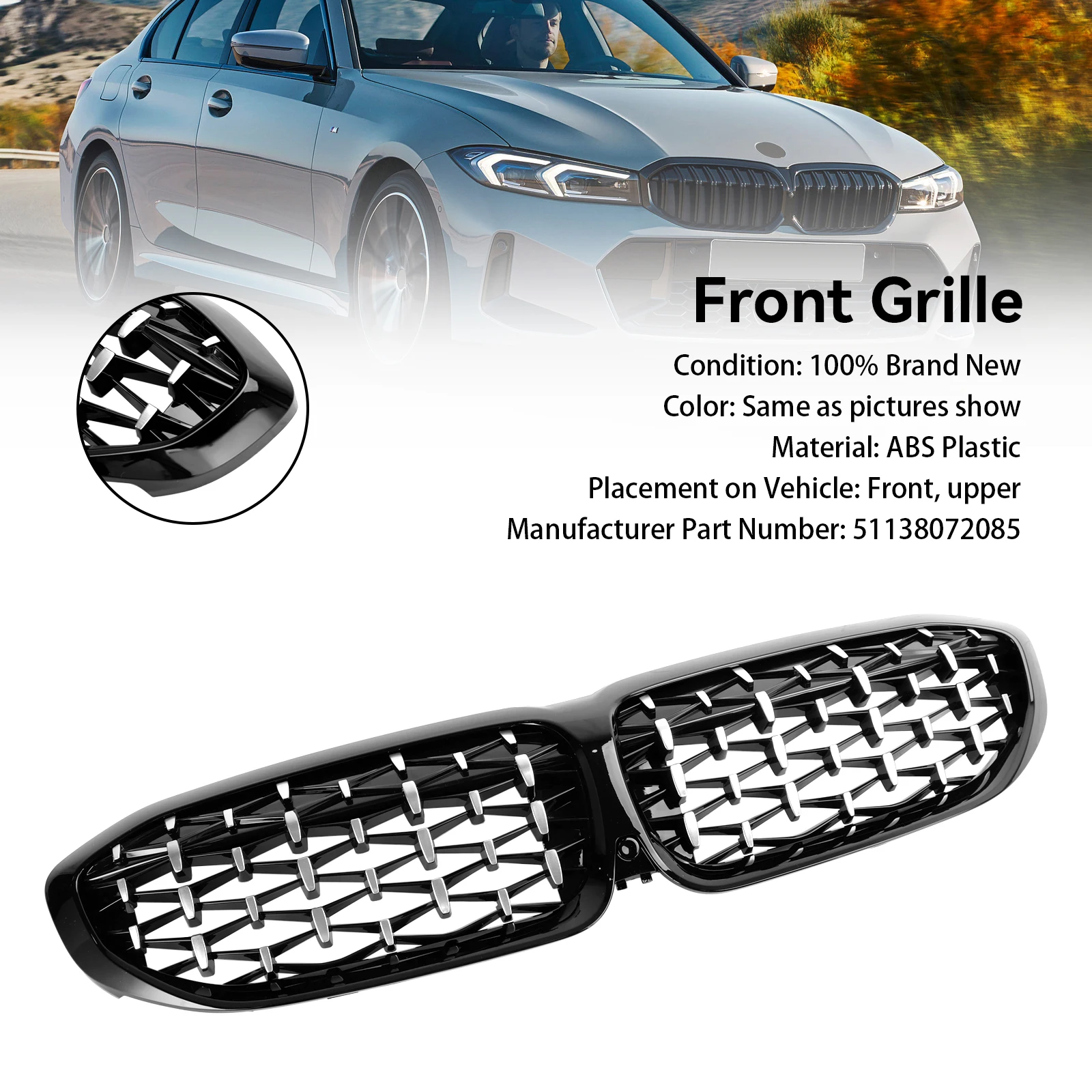 Parrilla riñón BMW 51138072085 para Serie 3 G20 2019-2022 - imagen 2