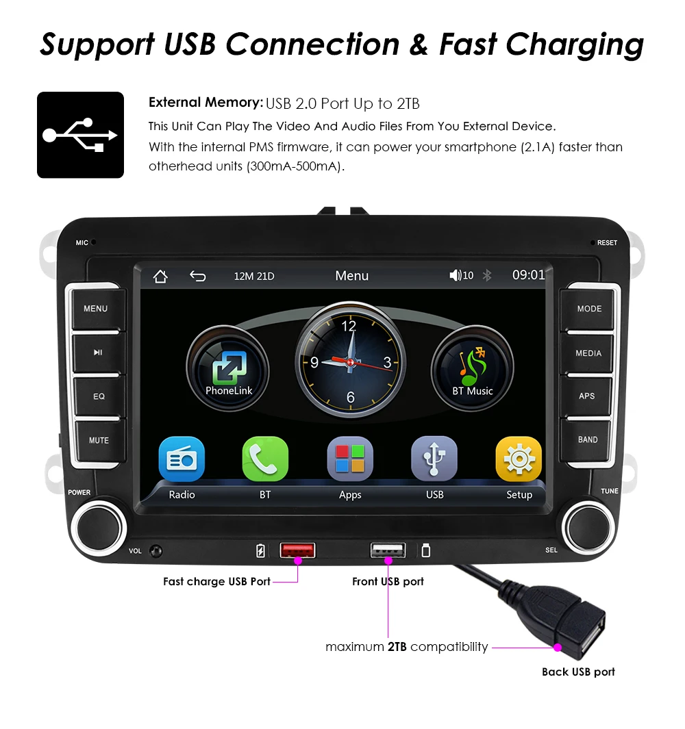 Radio multimedia Hizpo MP5 CarPlay Android Auto – VW Polo/Golf 5/6 - imagen 5