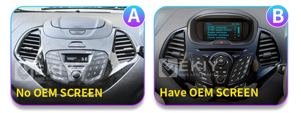 Interior del Ford FIGO con radio multimedia instalada