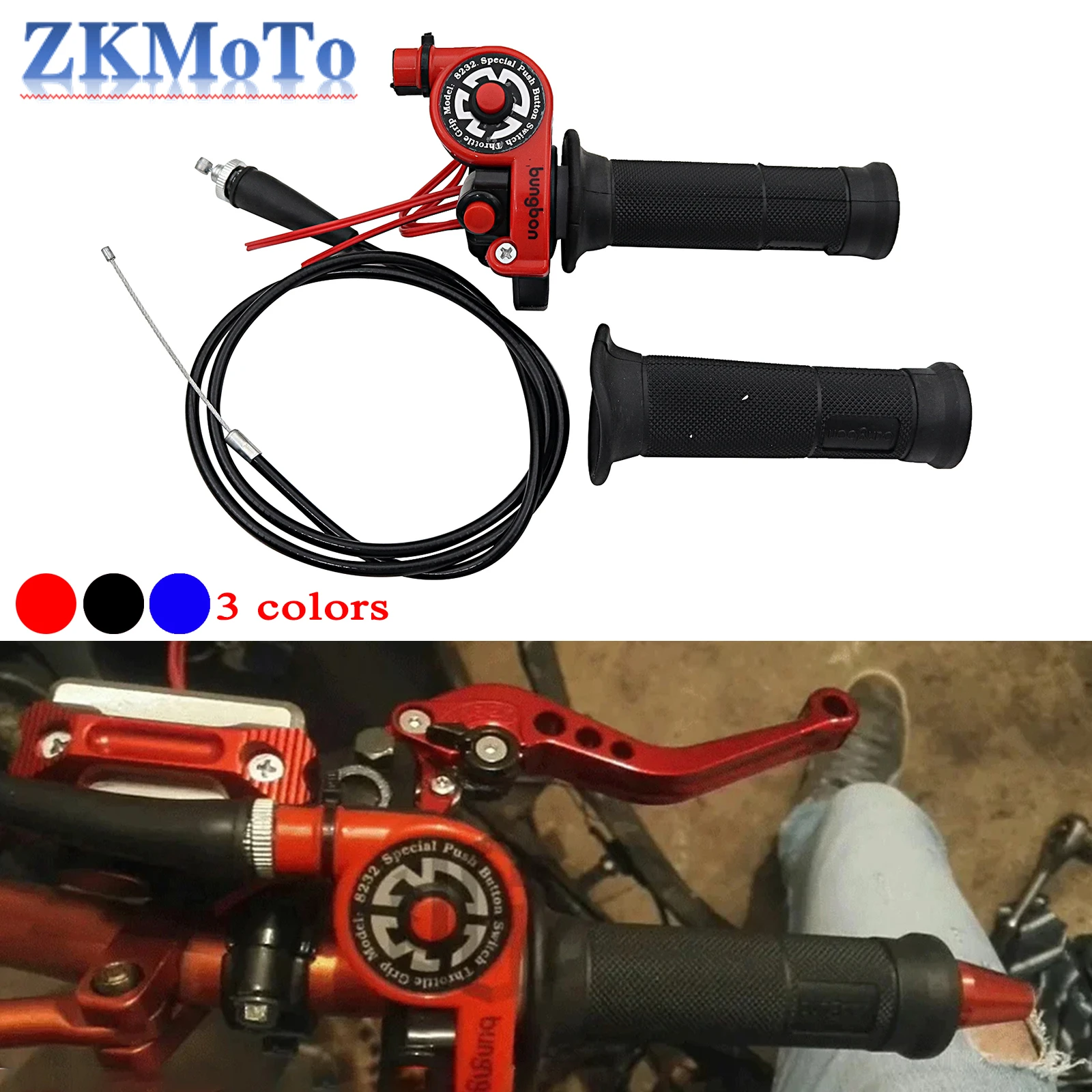 Puño de gas de 22 mm con cable e interruptor de paro para Honda y Yamaha