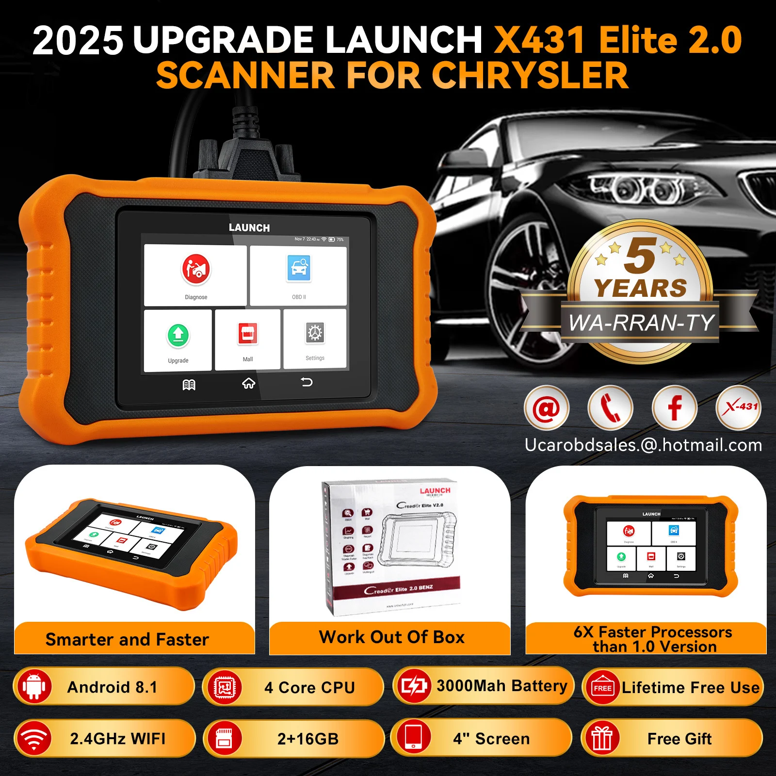 Escáner OBD2 LAUNCH X431 Creader Elite FCA para Chrysler Dodge Jeep - imagen 2