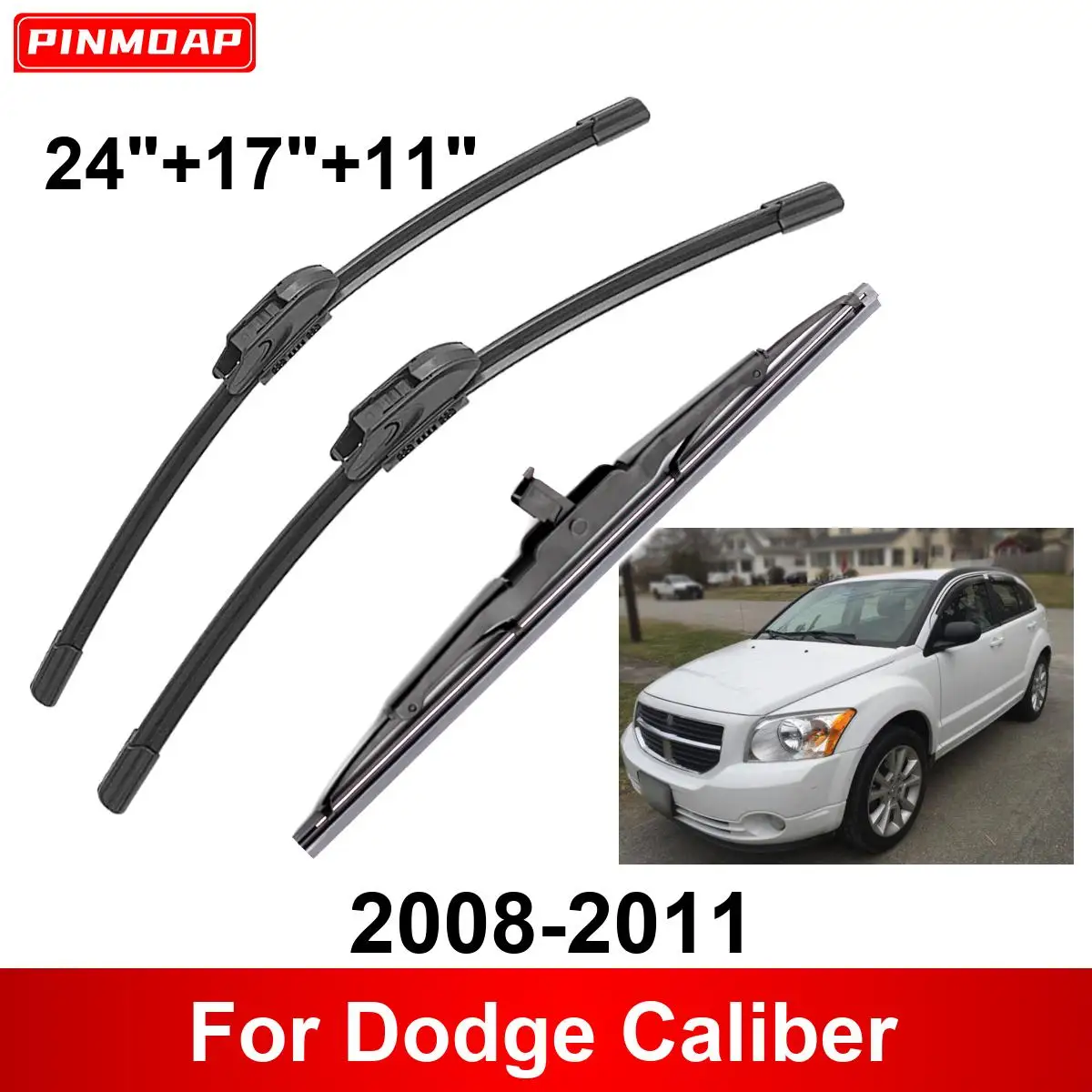 3 uds limpiaparabrisas de coche para Dodge Caliber 2008-2011 limpiaparabrisas delantero trasero cepillos cortador accesorios de automóvil 2008 2009 2010 2011