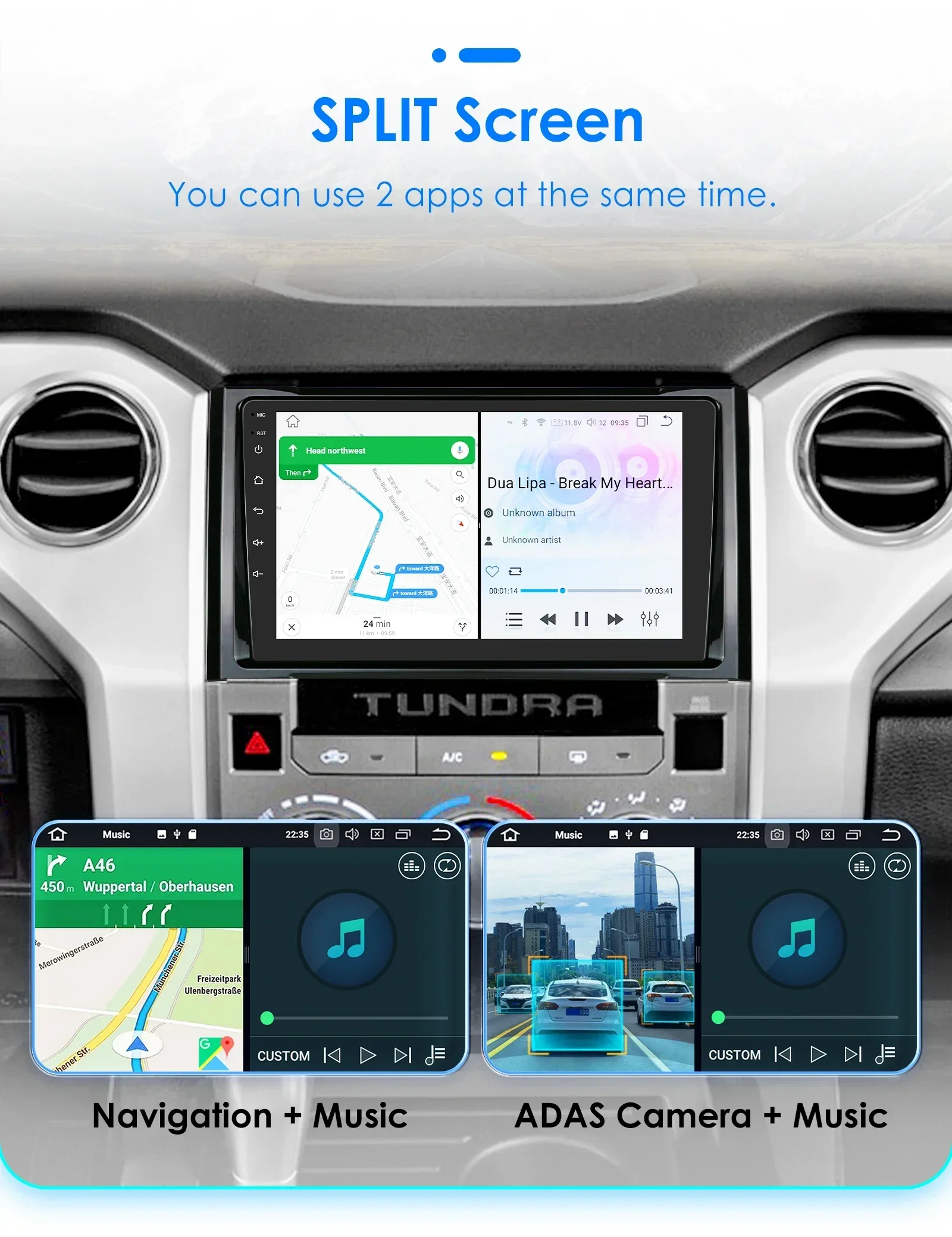 Radio Android 13 para Toyota Tundra XK50 con GPS y CarPlay 2014-2021 - imagen 3