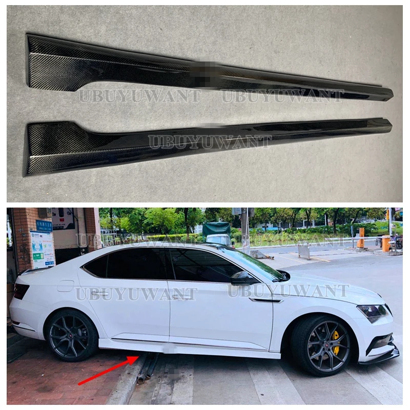 Faldón lateral fibra de carbono negro brillante Skoda Superb 2015-2019 - imagen 3