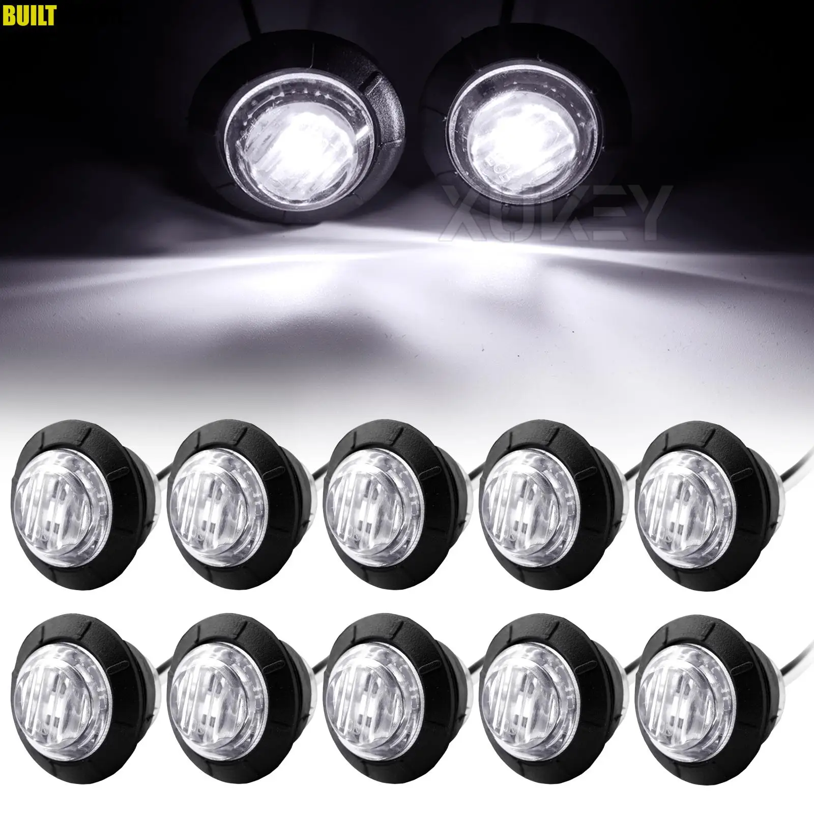 Luz LED de posición lateral redonda 12/24 V para camión y remolque